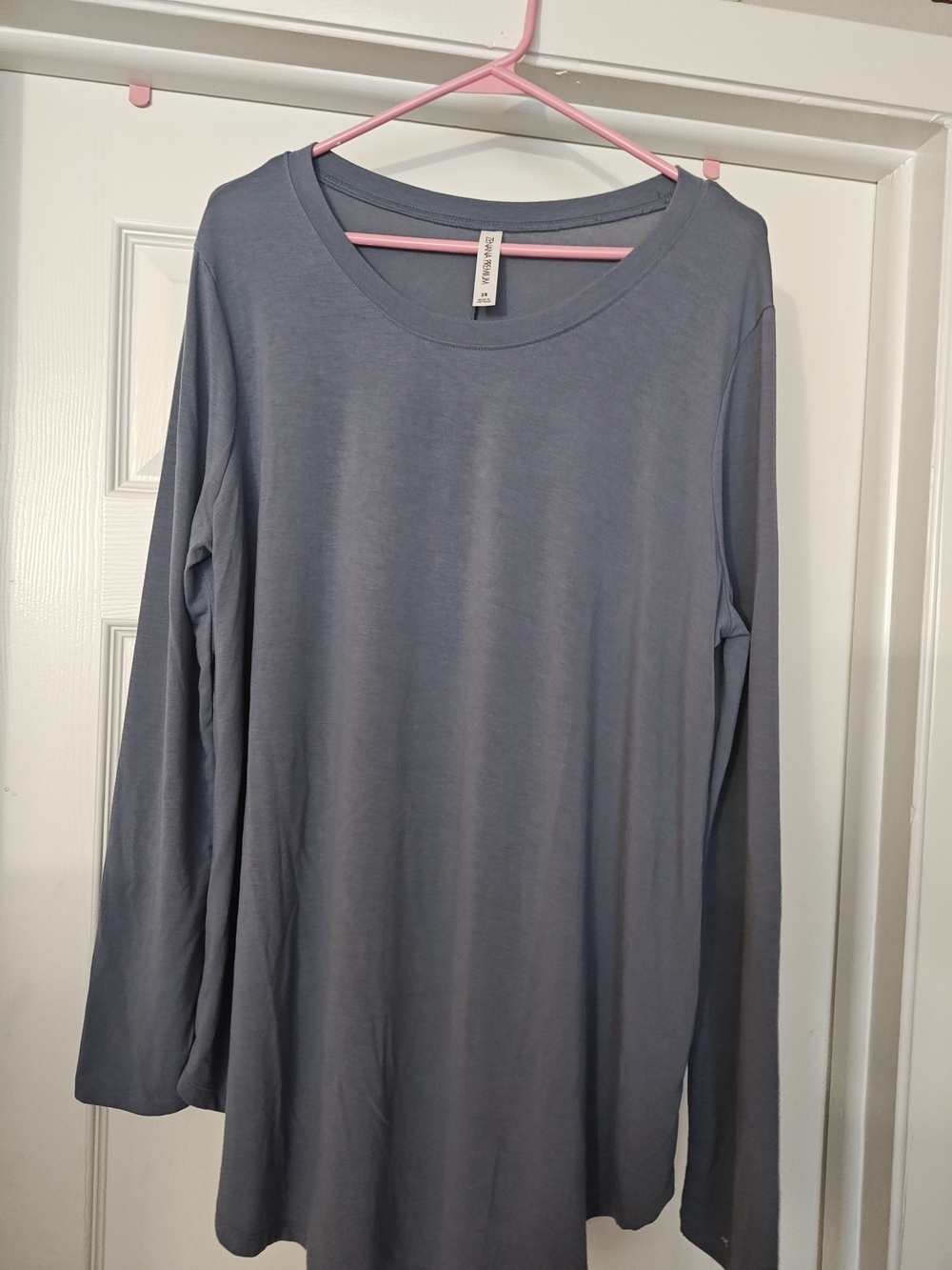 Zenana Outfitters Slate Blue Long Sleeve Scoop Neck Top
